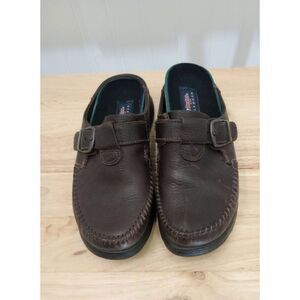 Dexter Walk Mocs brown leather Mules, slip in, Size 7.5